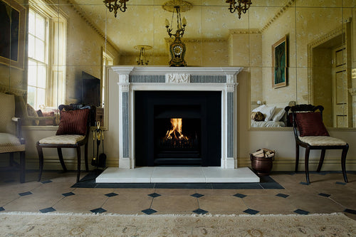 The Robert Adam In Veined White Marble, With Green Marble Inlay.