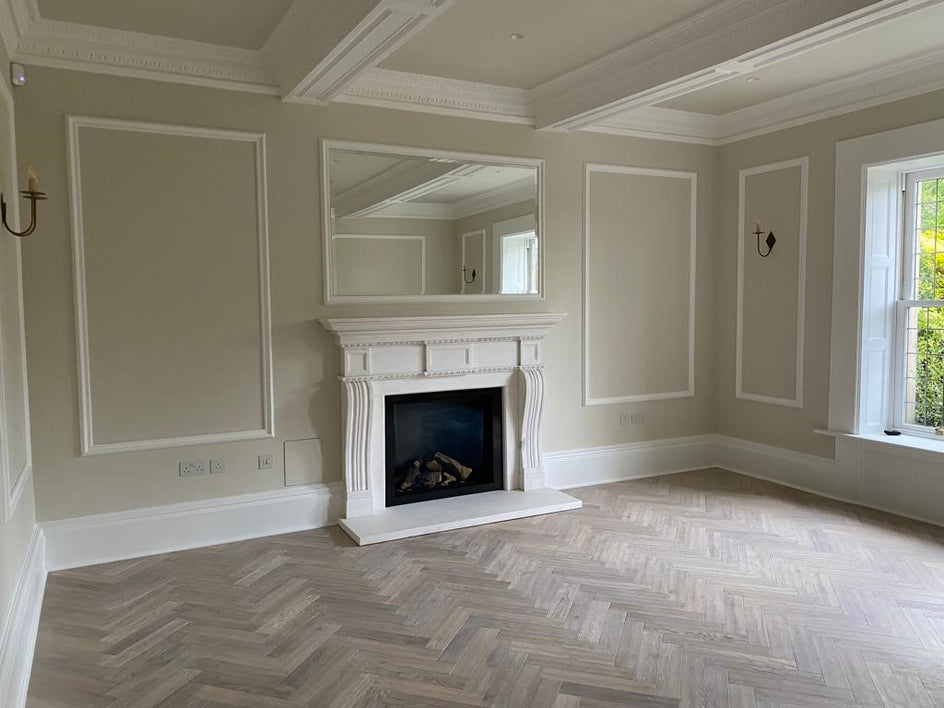 Colonial Fireplace. (White Marble)