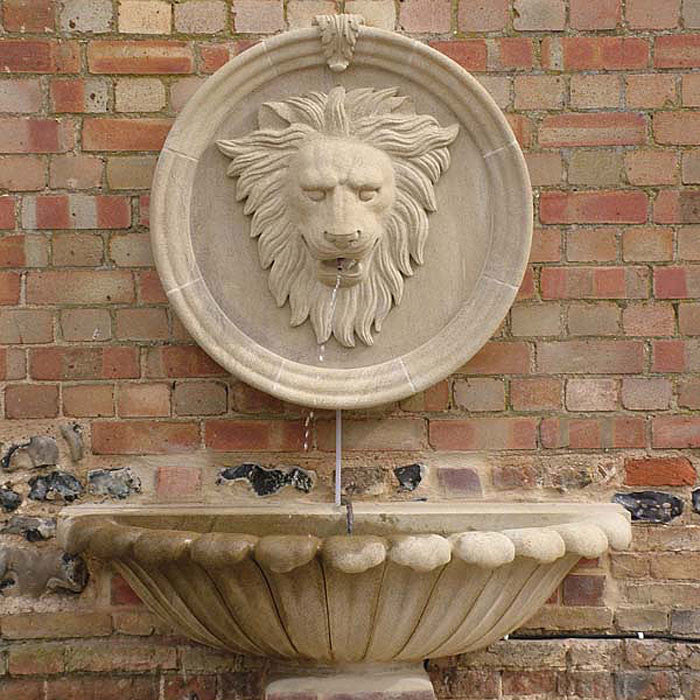 Lions Head Wall Fountain and bowl. (Sandstone)