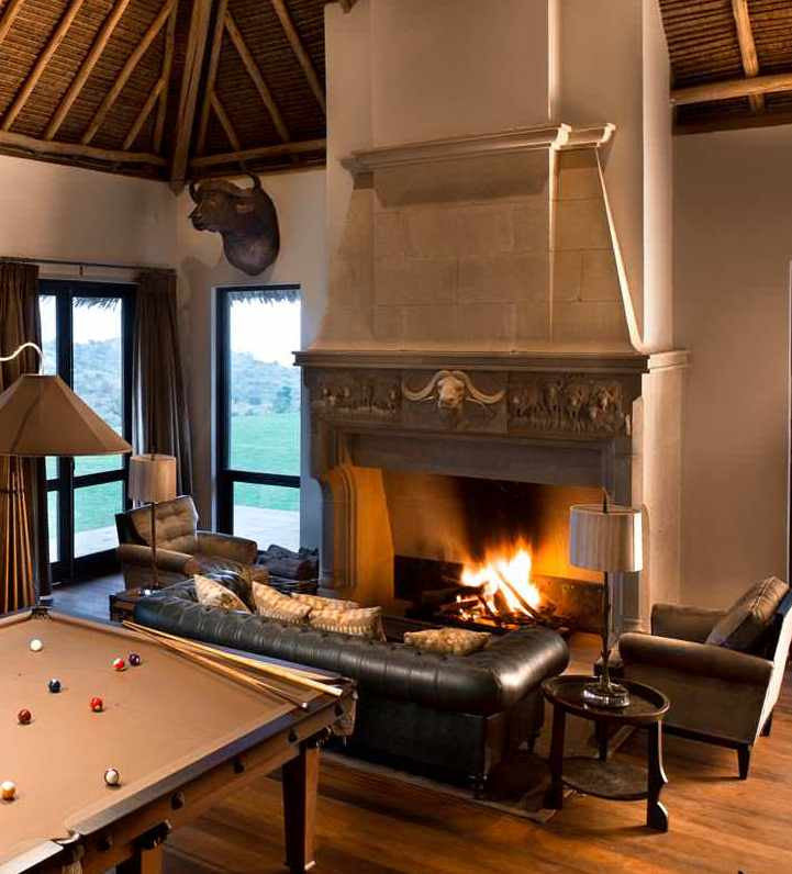 17.  Bespoke BIlliard Room Stone Fireplace