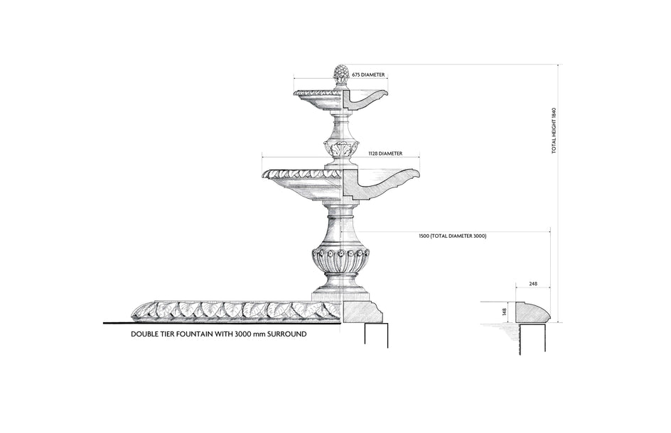 Double Tier Fountain & Surround (Galala Marble)