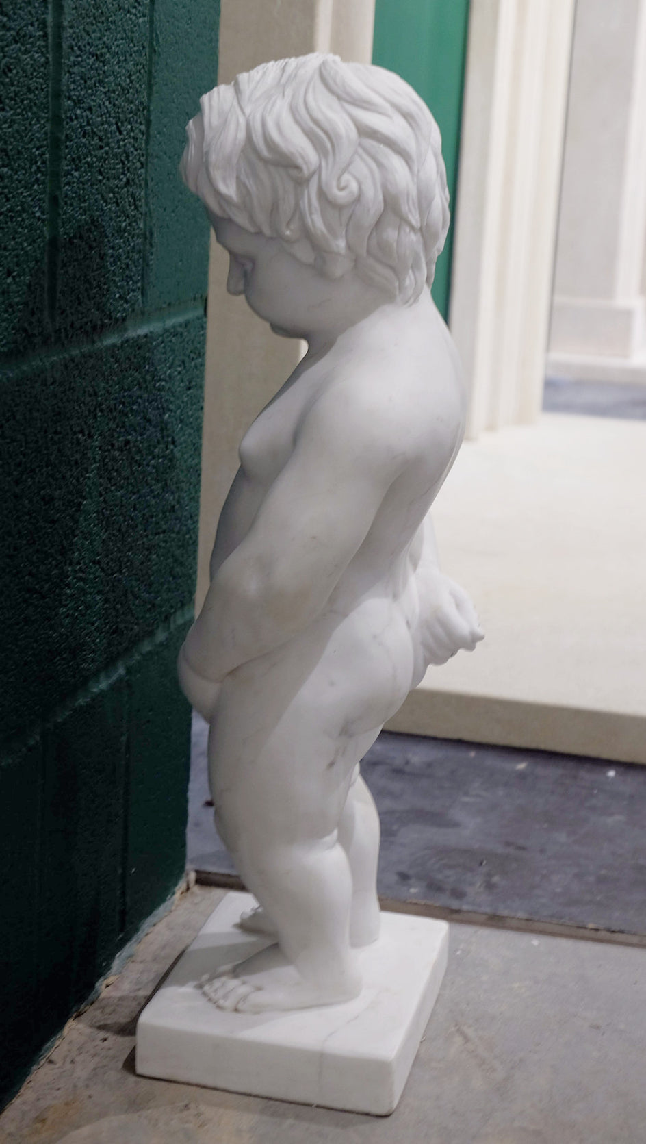 The Boys Will Be Boys Statue. (Veined White Marble)