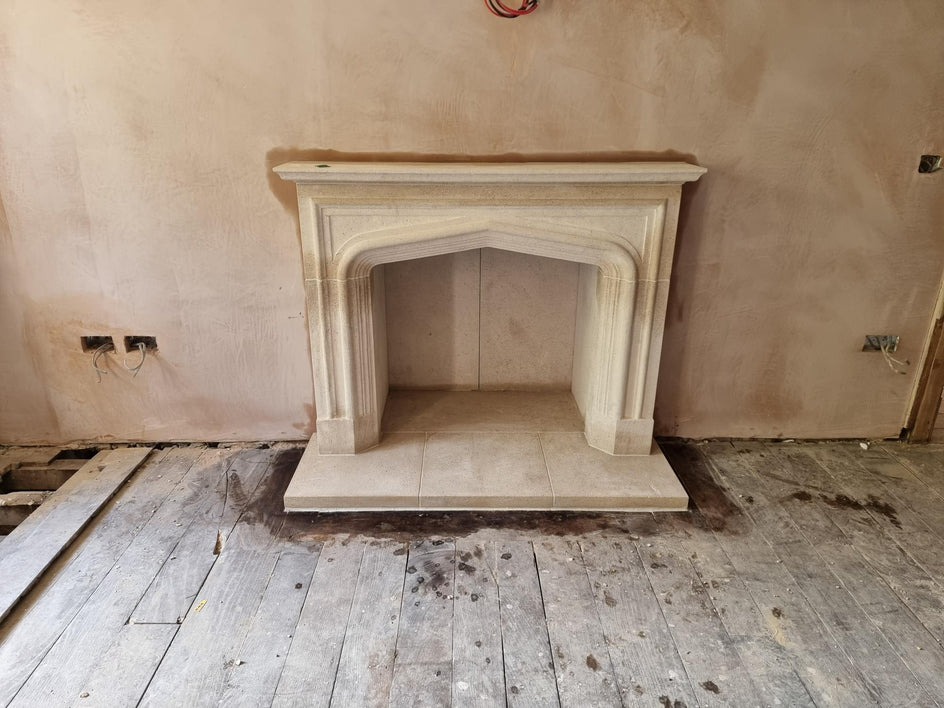 Elizabethan Fireplace. (Burgundian limestone / Rustic Finish)