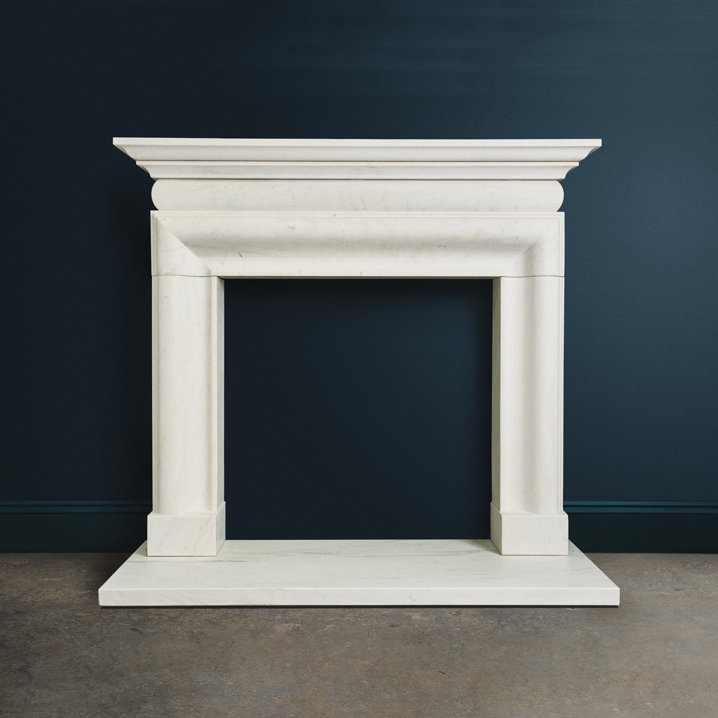 Bolection Fire Surround in Veined White Marble - After the Antique