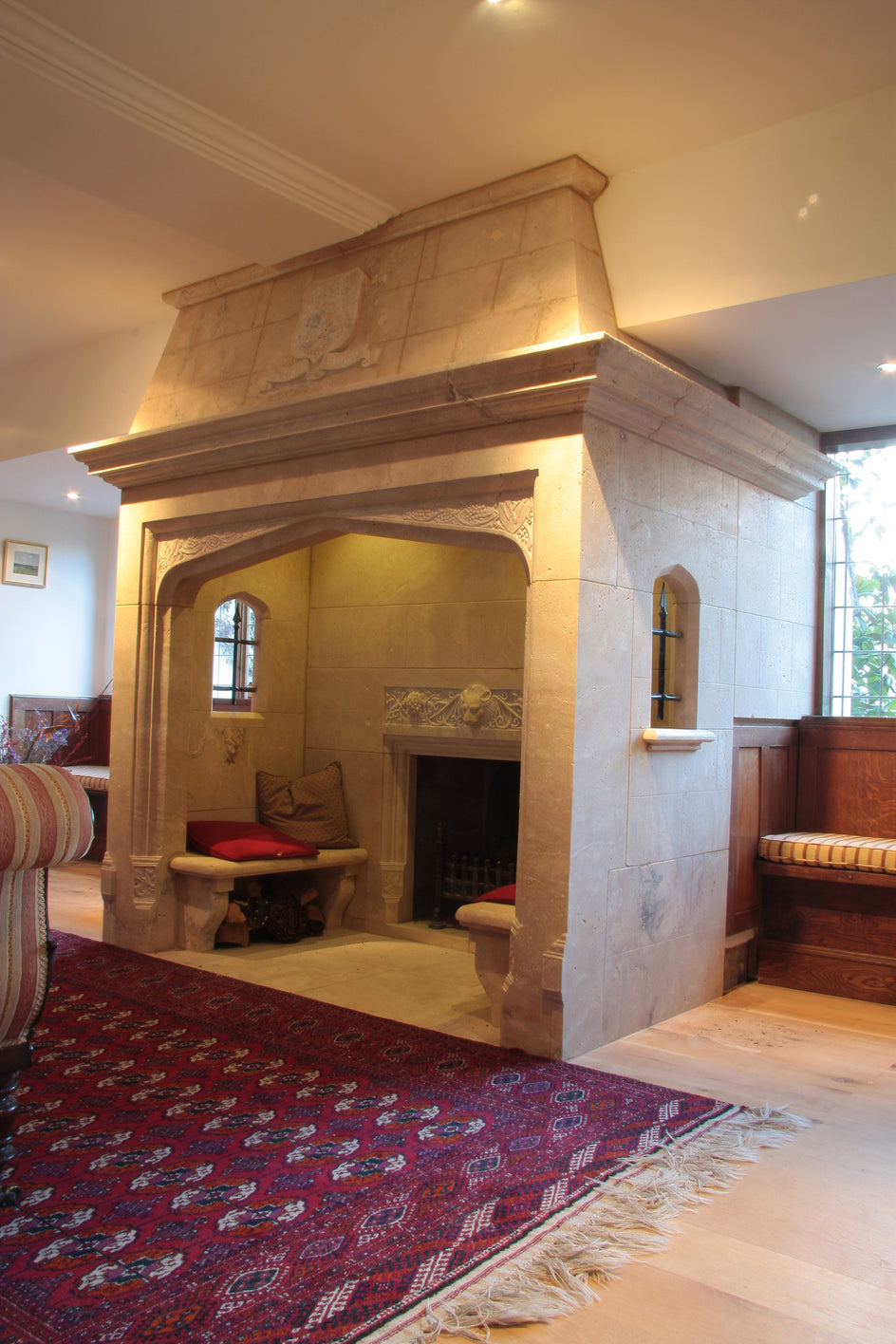 18.  Bespoke Walk-in Stone Fireplace