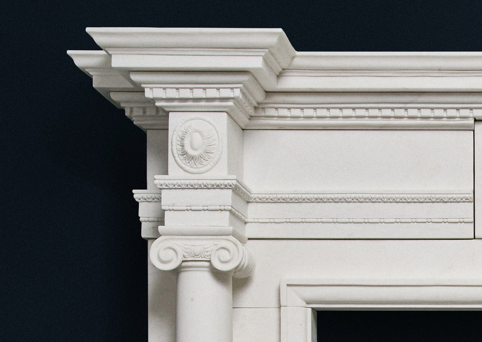 Ionic Fireplace. (White Marble)