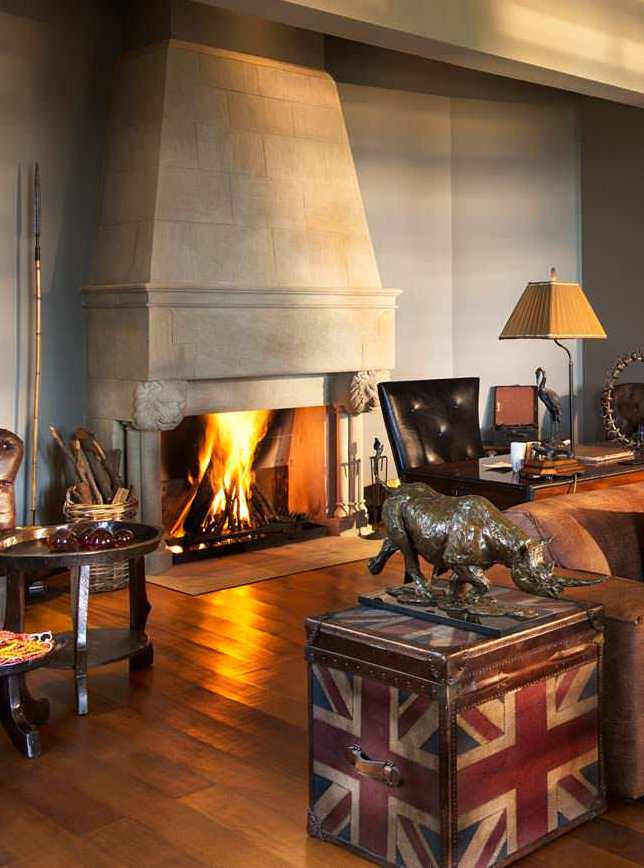 15. Bespoke Stone Lion Fireplace